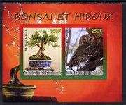 Djibouti 2008 Bonsai & Owls #2 imperf sheetlet containing 2 values unmounted mint