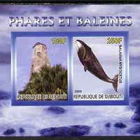 Djibouti 2008 Lighthouses & Whales #1 imperf sheetlet containing 2 values unmounted mint