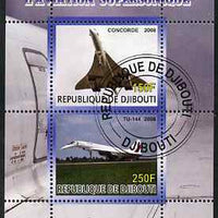 Djibouti 2008 Supersonic Aircraft perf sheetlet containing 2 values fine cto used