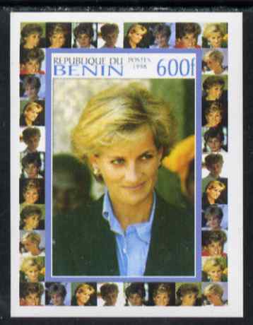 Benin 1998 Princess Diana Memoriam #8 - 600f individual imperf deluxe sheet unmounted mint. Note this item is privately produced and is offered purely on its thematic appeal