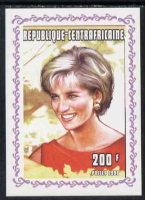 Central African Republic 1998 Princess Diana Memoriam #2 individual imperf deluxe sheet unmounted mint. Note this item is privately produced and is offered purely on its thematic appeal