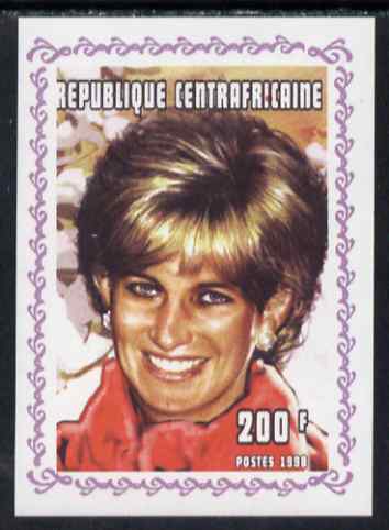 Central African Republic 1998 Princess Diana Memoriam #3 individual imperf deluxe sheet unmounted mint. Note this item is privately produced and is offered purely on its thematic appeal