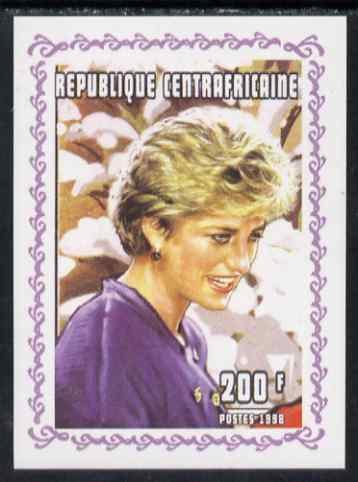 Central African Republic 1998 Princess Diana Memoriam #5 individual imperf deluxe sheet unmounted mint. Note this item is privately produced and is offered purely on its thematic appeal