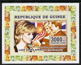 Guinea - Conakry 2006 Princess Diana imperf individual deluxe sheet #5 - with Ronald Reagan unmounted mint