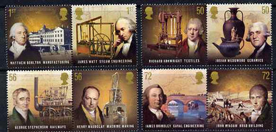 Great Britain 2009 Pioneers of the Industrial Revolution perf set of 8 (4 se-tenant pairs) unmounted mint