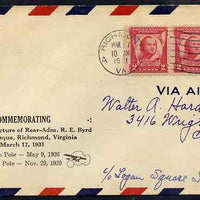 United States 1931 Commemorative cover for visit of Rear-Adm Byrd to Richmond Mosque