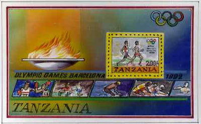 Tanzania 1992 Barcelona Olympic Games original artwork for 200s m/sheet on card, artwork size 1250 x 90 mm