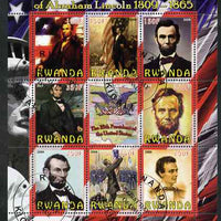 Rwanda 2009 200th Birth Anniversary of Abraham Lincoln perf sheetlet containing 9 values fine cto used