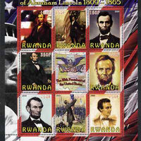Rwanda 2009 200th Birth Anniversary of Abraham Lincoln perf sheetlet containing 9 values unmounted mint