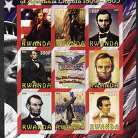 Rwanda 2009 200th Birth Anniversary of Abraham Lincoln imperf sheetlet containing 9 values unmounted mint