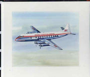 Isle of Man 1984 50th Anniversary of First Air Mail & ICAO Anniversary - original hand-painted artwork by A D Theobald showing BEA Vickers Viscount, as used to illustrate Benham silk first day cover (28p value), mounted on board 6……Details Below