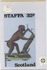 Staffa 1983 Primates (Wood Baboon) original composite artwork believed to be from the B L Kearley Studio, comprising a coloured photograph mounted on board 120 x 180 mm with overlay, plus issued 32p perf label incorporating this image
