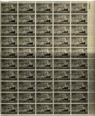 United States 1948 Fifth Death Anniversary of Four Chaplains complete folded sheet of 50 with a superb overall wash of grey, unmounted mint as SG 953