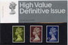 Great Britain 1971 Machin High Value definitives Presentation Pack No.91 (£1, £2 & £5) complete and fine
