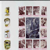 Angola 2001 Birth Centenary of Walt Disney imperf sheetlet containing 12 values, se-tenant with Pooh Bear sheetlet of 4 values from uncut proof sheet, scarce thus