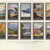 Cinderella - New Zealand 1940's Publicity Tourism sheetlet containing 10 labels printed by Coulls Somerville Wilkie for A R Skinner, perforated and unmounted mint