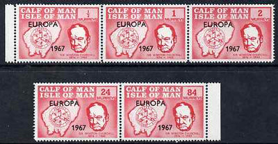Calf of Man 1967 Europa 1967 overprinted on Churchill perf 14.5 set of 5 in red (as Rosen CA90-94) unmounted mint
