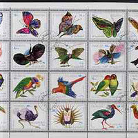 Fujeira 1972 Butterflies & Birds perf sheetlet containing 20 values fine cto used Michel 1160-79