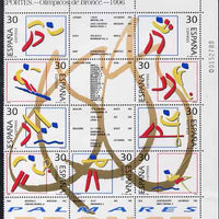 Spain 1996 Olympics - Spanish Bronze Medals se-tenent block of 9 plus 6 labels unmounted mint SG 3373a