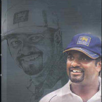 Sri Lanka 2009 Muttiah Muralitharan (cricketer) Official presentation pack containing sheetlet of 12 circular shaped values plus cover with special 'Highest Wicket Taker' cancellation