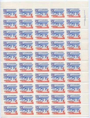 Canada 1967 World Fair EXPO 67 5c in complete folded sheet of 50 unmounted mint SG 611
