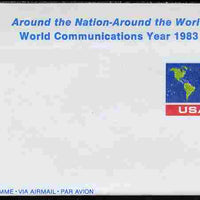 Aerogramme - United States 1982 World Communications Year 30c air-letter sheet (Map of the World) folded along fold lines otherwise unused and fine
