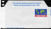 Aerogramme - United States 1982 World Communications Year 30c air-letter sheet (Map of the World) folded along fold lines otherwise unused and fine