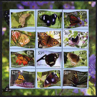 Tonga - Niuafo'ou 2012 Butterflies #1 perf sheetlet containing set of 12 values (blue background) unmounted mint