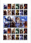 Liberia 2010 Lord of the Rings large perf sheet containing 24 stamps (2 sets of 12) plus central label.