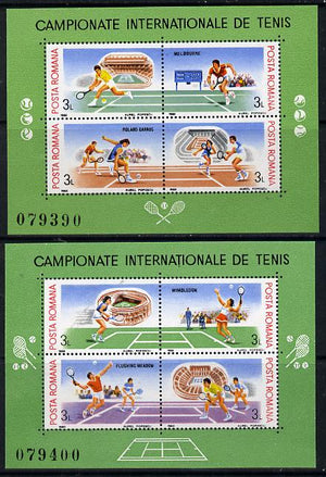 Rumania 1988 Tennis Grand-Slam Tournament set of 2 m/sheets each containing 4 values unmounted mint, Mi BL 244-45