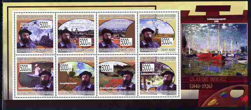 Guinea - Conakry 2009 Paintings by Claude Monet perf sheetlet containing 8 values unmounted mint