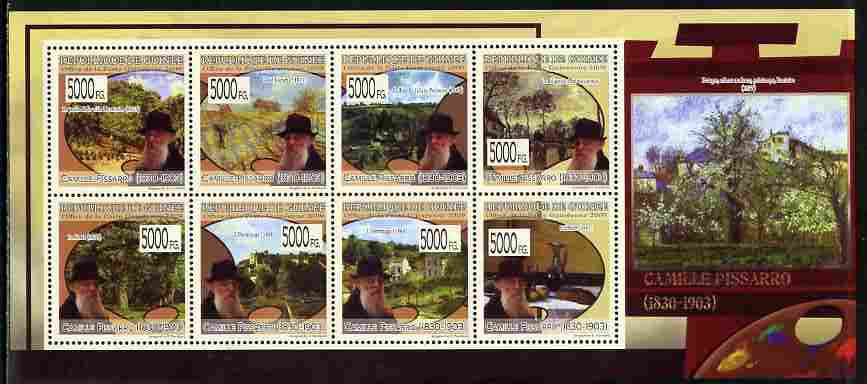 Guinea - Conakry 2009 Paintings by Camille Pissarro perf sheetlet containing 8 values unmounted mint