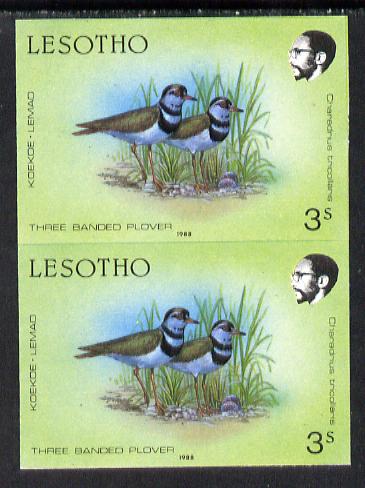 Lesotho 1988 Birds 3s Plover unmounted mint imperf pair (as SG 792)*