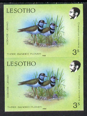 Lesotho 1988 Birds 3s Plover unmounted mint imperf pair (as SG 792)*
