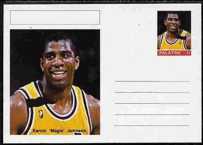 Palatine (Fantasy) Personalities - Earvin 'Magic' Johnson (basketball) postal stationery card unused and fine
