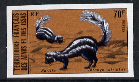 French Afars & Issas 1975 Wild Animals 70f (Zorilla) imperf from limited printing, as SG 643