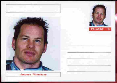 Palatine (Fantasy) Personalities - Jacques Villeneuve (F1 driver) postal stationery card unused and fine