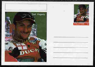 Palatine (Fantasy) Personalities - Carl Fogarty (motorbikes) postal stationery card unused and fine