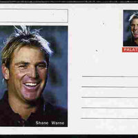 Palatine (Fantasy) Personalities - Shane Warne (cricket) postal stationery card unused and fine