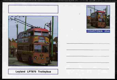 Chartonia (Fantasy) Buses & Trams - Leyland LPT870 Trolley Bus postal stationery card unused and fine