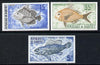 Dahomey 1973 Fish set of 3 imperf from limited printing, as SG 512-14