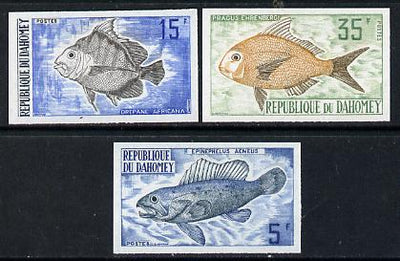 Dahomey 1973 Fish set of 3 imperf from limited printing, as SG 512-14