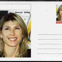 Palatine (Fantasy) Personalities - Sharon Davies (swimming) postal stationery card unused and fine