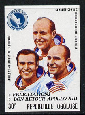 Togo 1970 Apollo Moon Flights 30f (Conrad, Gordon & Bean) imperf from limited printing, as SG 753 unmounted mint*