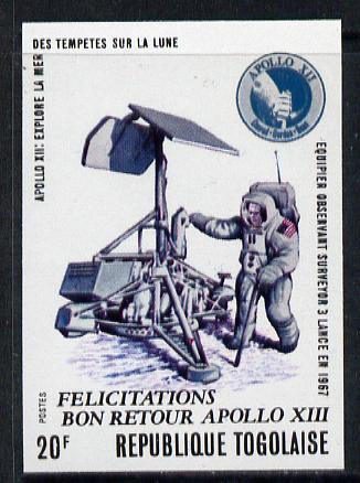 Togo 1970 Apollo Moon Flights 20f (Astronaut & Module) imperf from limited printing, as SG 752 unmounted mint*