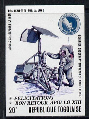 Togo 1970 Apollo Moon Flights 20f (Astronaut & Module) imperf from limited printing, as SG 752 unmounted mint*