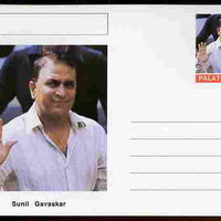 Palatine (Fantasy) Personalities - Sunil Gavaskar (cricket) postal stationery card unused and fine