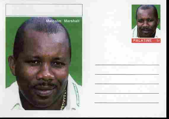 Palatine (Fantasy) Personalities - Malcolm Marshall (cricket) postal stationery card unused and fine