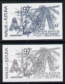 Wallis & Futuna 1983 Gustave Eiffel 97f two different Imperf colour trial proofs as SG 418