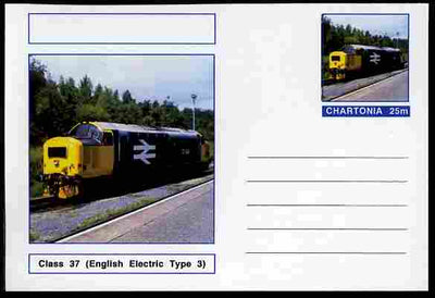 Chartonia (Fantasy) Railways - Diesel Class 37 postal stationery card unused and fine
